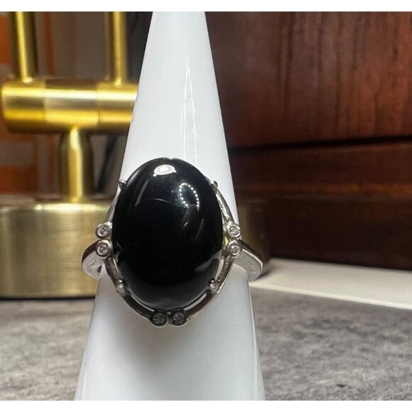 Black Stone ring, size 6, .925 sterling silver, NWOT - Picture 7 of 13